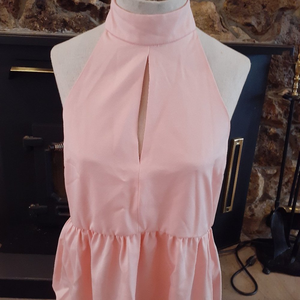New Designer Mustard Seed Stretch Halter Top L